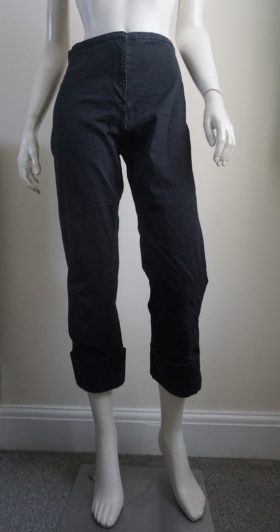 Vintage 00's Y2K Black Cropped Jeans Turn Ups 10 Gem