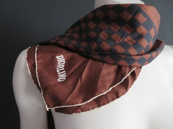 Vintage 1960's Diorling Dior Silk Square Scarf Bro