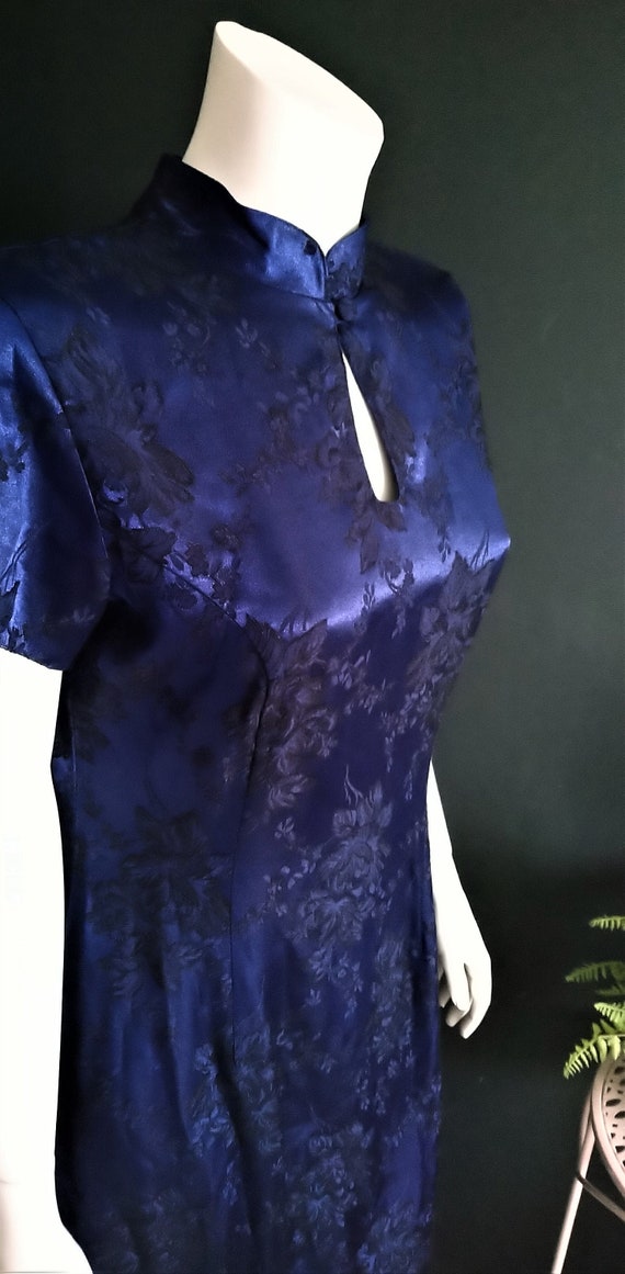 Vintage 1990s Ann Reeves Maxi Dress Navy Midnight