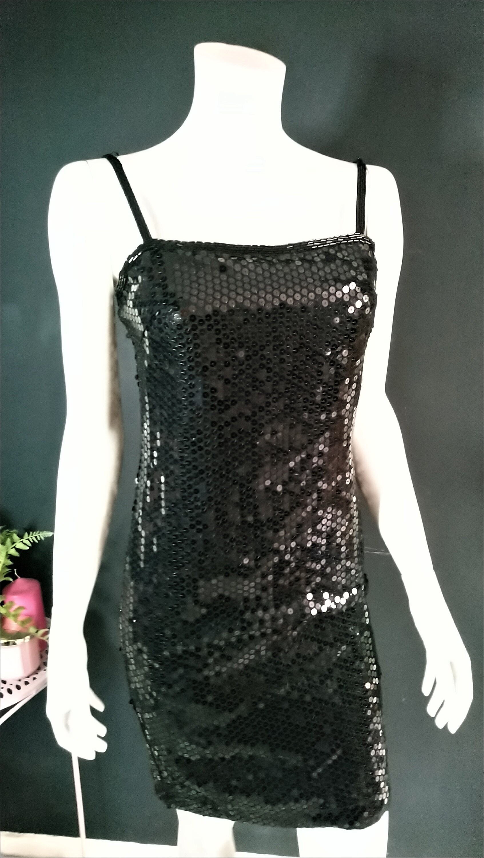 Vintage 1990's/00's Y2K Black Sequin Mini Dress - Etsy UK