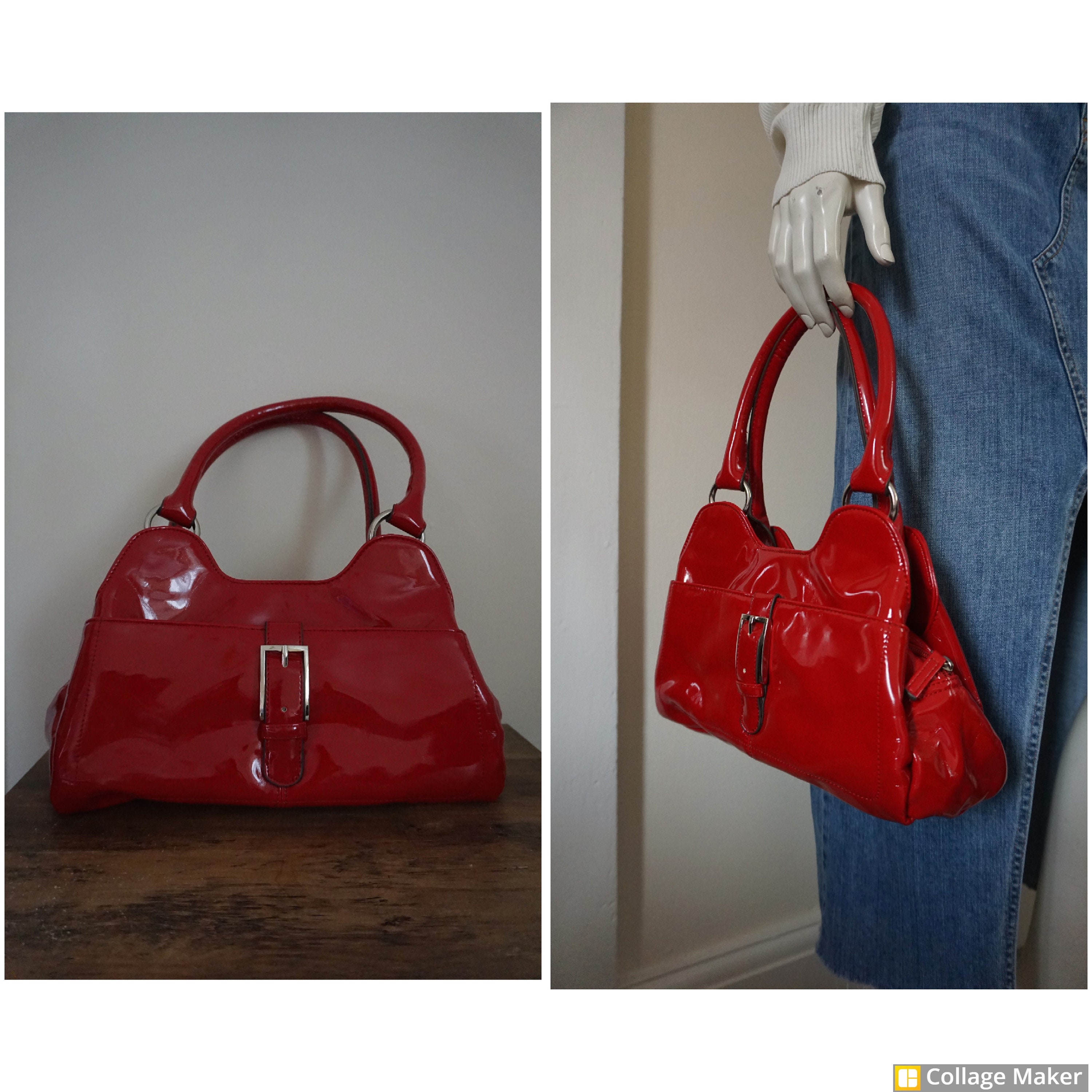 Vintage 00's Y2K Red Vinyl Hand/shoulder Bag - Etsy