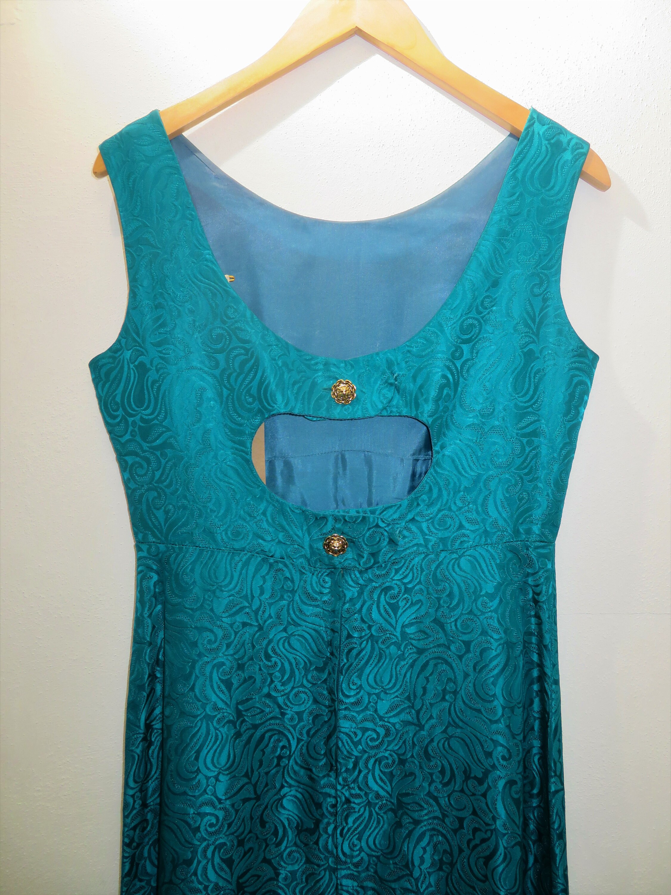 Vintage 1960's Berketex Turquoise Damask Dress Medium 14 | Etsy