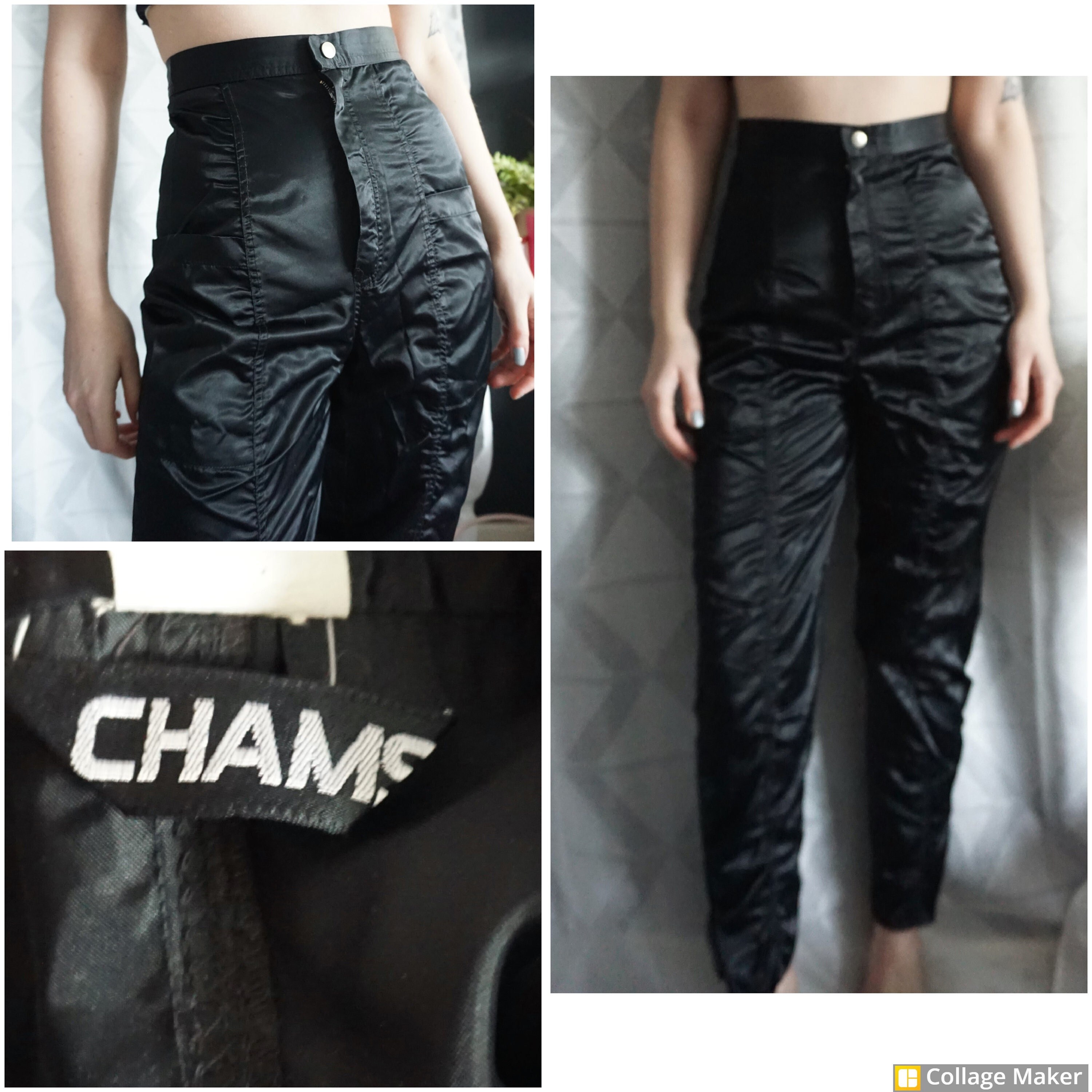 Vintage 1980's Chams Fitted Black Parachute Pants Black Etsy