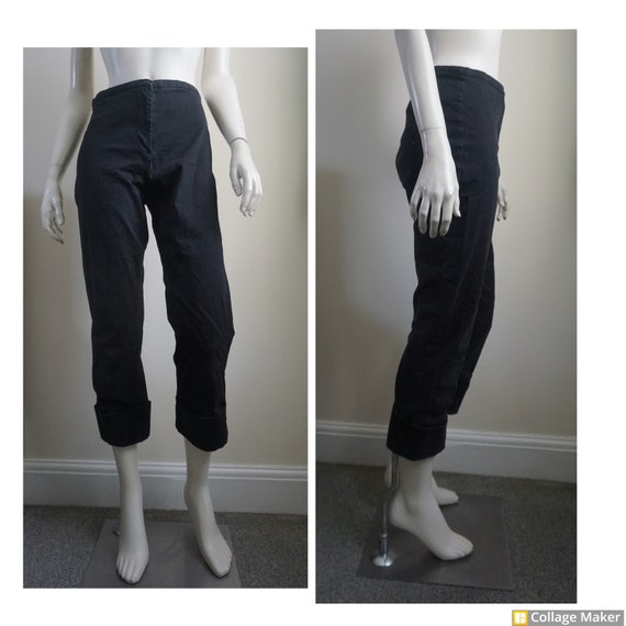 Vintage 00's Y2K Black Cropped Jeans Turn Ups 10 Gem