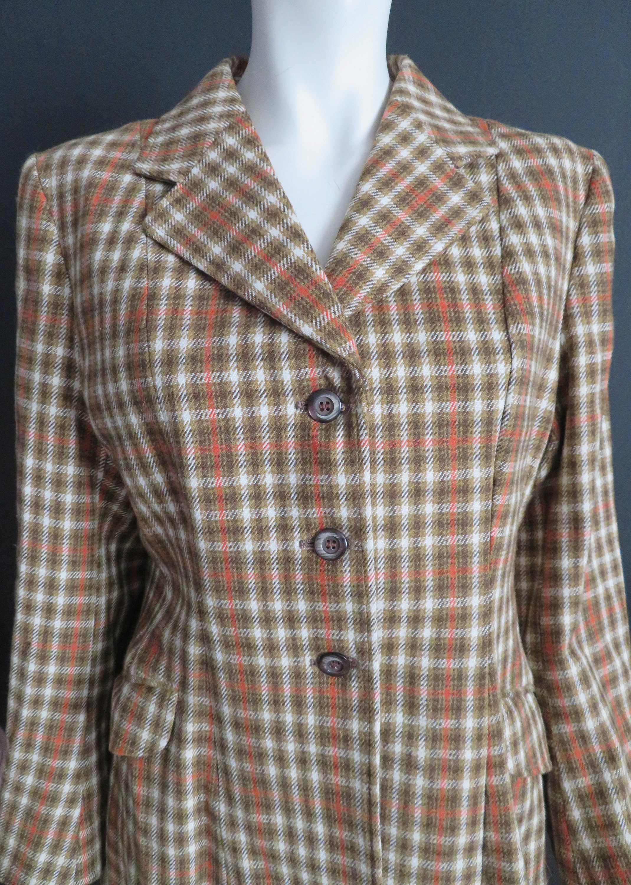 Vintage 1970's Caldene Tweed Check Riding Jacket Blazer | Etsy
