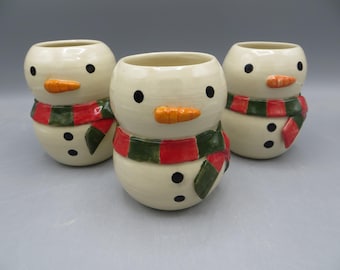 Pottery Snowman Cup; Snowman Cup; Santa Cup; Cup for Santa