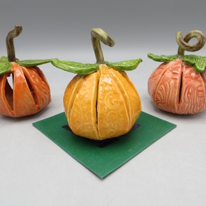 Pottery Pumpkins; Fall Decoration; Halloween Decoration; Pierced Pumpkin; Ceramic Pumpkin