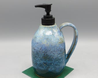 Pottery Soap Dispenser; Soap dispenser with handle