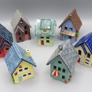 Small Ceramic Houses; Tea light houses; Fairy houses