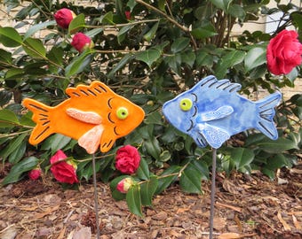 Estacas para plantas con forma de pez; Adorno de jardín; Divertida decoración de jardín con forma de pez