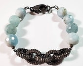Pave Link and Aquamarine Bracelet