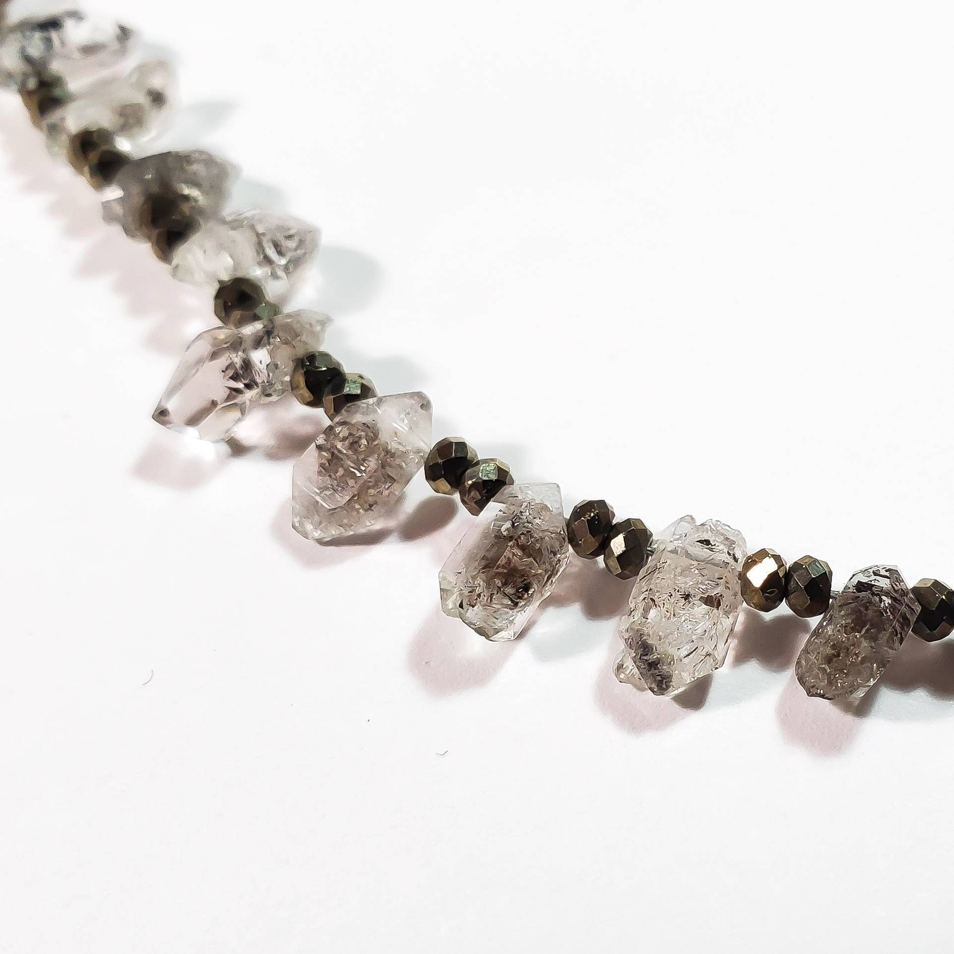 Salt and Pepper Herkimer Quartz and Pyrite Necklace Etsy