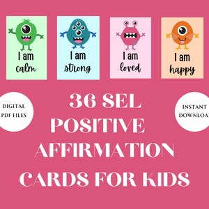 Positive Affirmation Karten für Kinder, druckbare digitaler Download, soziales emotionales Lernen, psychische Gesundheit von Kindern, SEL Lernmittel