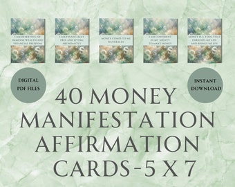 Printable Money Abundance Affirmation Cards, Wealth Manifestation, Instant Digital Download, Law of Attraction, Attract and Manifest Money