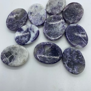 LEPIDOLITE Worry Stone Natural Stone Hand Carved Gemstone Worry Stone