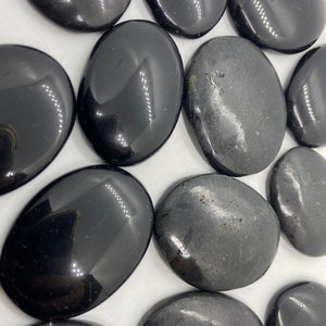 BLACK OBSIDIAN Worry Stone Natural Stone Hand Carved Gemstone Worry Stone