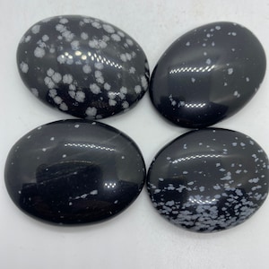 SNOWFLAKE OBSIDIAN Worry Stone Natural Stone Hand Carved Gemstone Worry Stone