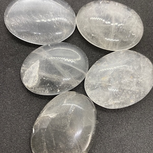 Clear Quartz Worry Stone Natural Stone Hand Carved Gemstone Worry Stone