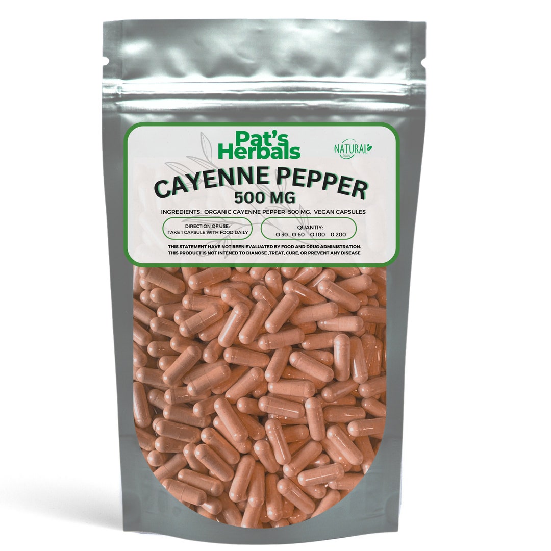 Organic Cayenne Pepper Capsules 500mg Vegan Capsules Herbal Supplements