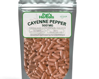 Organic Cayenne Pepper Capsules - 500mg Vegan Capsules Herbal Supplements