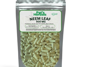 Organic Neem Leaf Capsules 500mg - 100 Vegan Capsules- NO Fillers, Fresh Herbal Supplements with FREE Shipping