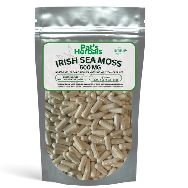 Organic Irish Sea Moss Capsules 500 mg - Vegan Capsules