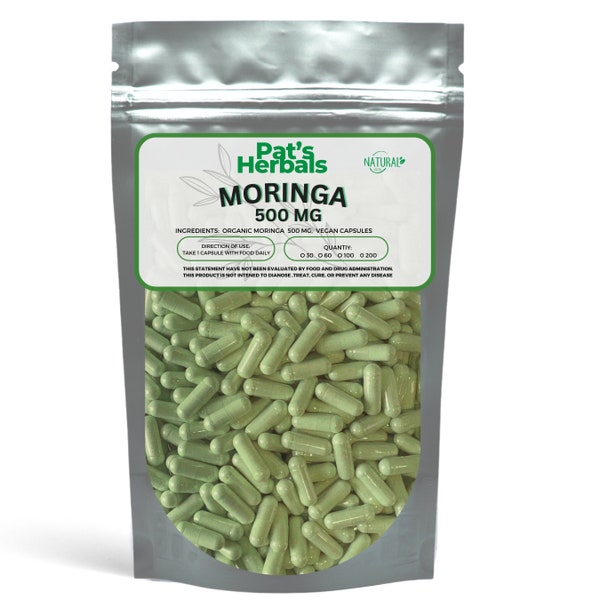 Organic Moringa Leaf 500 mg - Vegan Capsules