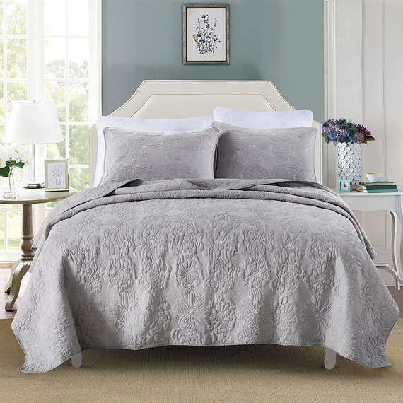 Luxury 100 Cotton Coverlet Bedspread Set Embroidery Quilt Etsy