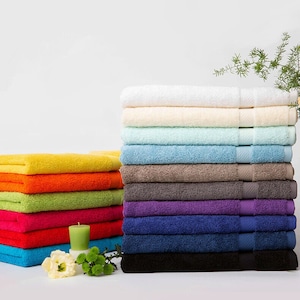 550GSM 100% Combed Cotton Bath Towel Hand Towel Face Washer Bath Mat 7 Piece Towel Set 28 Color Choices