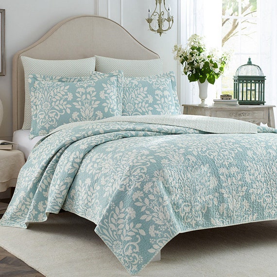 Luxury 100 Cotton Coverlet Bedspread Set Patchwork Quilt Etsy