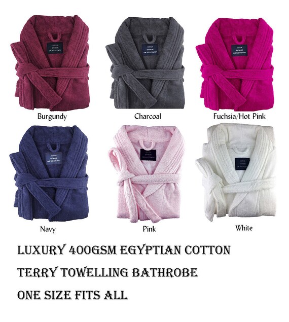 Terry Towel Bath Robe Egyptian Cotton Toweling Hooded Adults Soft Gown Pink