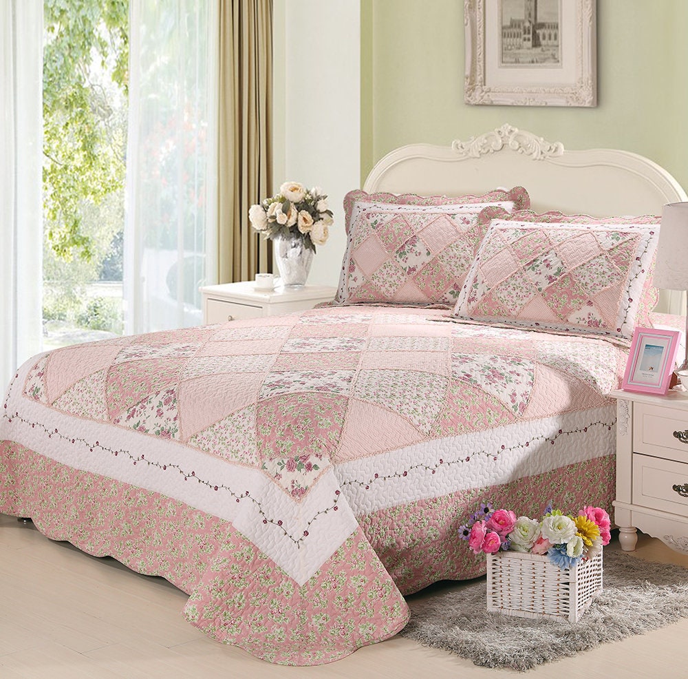 Luxury 100 Cotton Coverlet / Bedspread Set Embroidery Etsy Australia
