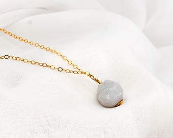 Jadeite Jade Pendant Necklace, 14k Gold Filled