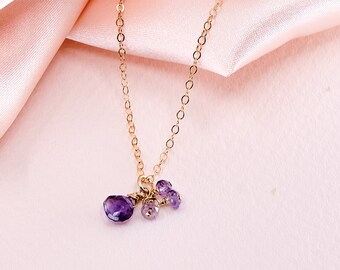 Delicate Amethyst Necklace | Gold Filled | February Birthstone | Handmade Jewelry Gift for Her