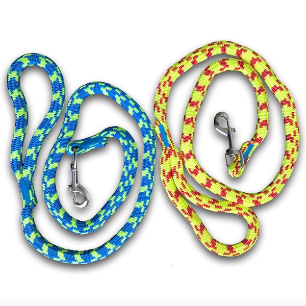 Climbing Rope Dog Leash - Bungee or Classic Style in Multiple Lengths - Fun Vibrant Colors, Chew Resistant & Durable