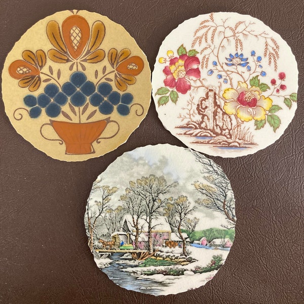 Sold individually:  4-3/4" Round Mosaic China Focal Tiles (Lot F13, G3)