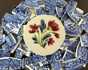 110 Lovely Blue Willow Tiles with 3" Focal Tile (Lot 3)