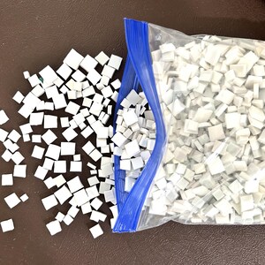 Tiny white handcut square tiles; 3 lbs 10.9 oz.; mosaic art craft supplies materials