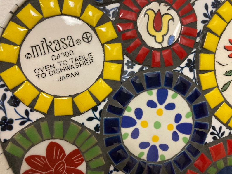 Colorful Mosaic Heart in Primary Colors and Circle Motif Lovely