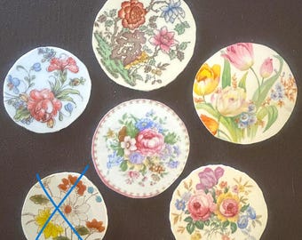 Vintage Floral Focal Tiles; sold individually; mosaic craft art supplies