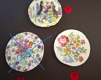 Round Mosaic Focal Tiles in Various Patterns & Colors; Vintage Ceramic; Mosaic Art Supply