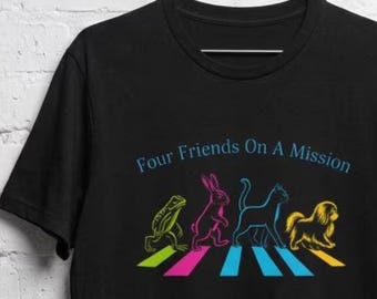 Four Friends on a Mission T-Shirt | Neon Animal Silhouette Tee