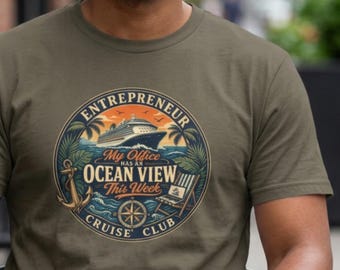 Ocean View Cruise Club Entrepreneur Graphic Tee | Vacation Badge