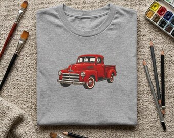 1950's Red Vintage Pickup Truck T-Shirt | Classic Retro Truck Tee