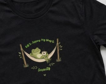 Serenity Sip Tee, Relaxation Gift, Zen T-Shirt, Mindfulness Top, Meditation Apparel
