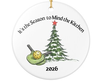 Pickleball kerstboomversiering 2026 | Mind the Kitchen ronde keramische kerstdecoratie