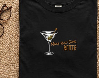 Martini Glass with Olive Illustration T-shirt | Comfort Colors Cocktail