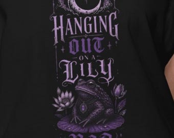 Hanging out on a Lilly Pad Toad T-Shirt | Crescent Moon, Purple Goth