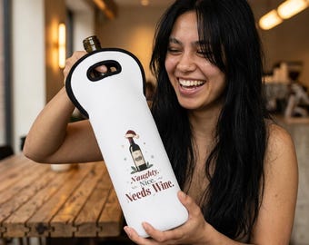 Weintasche „Naughty Nice Needs Wine“ | Weihnachtsgeschenk-Design