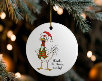 Witzige Weihnachtshühner-Keramikfigur | Sarkastische Dekoration
